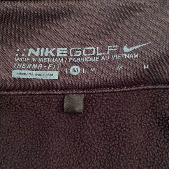 Nike Golf Thermafit Warm Fleece Lined 1/4 Zip Pulover Brown Sz M - Picture 3 of 8